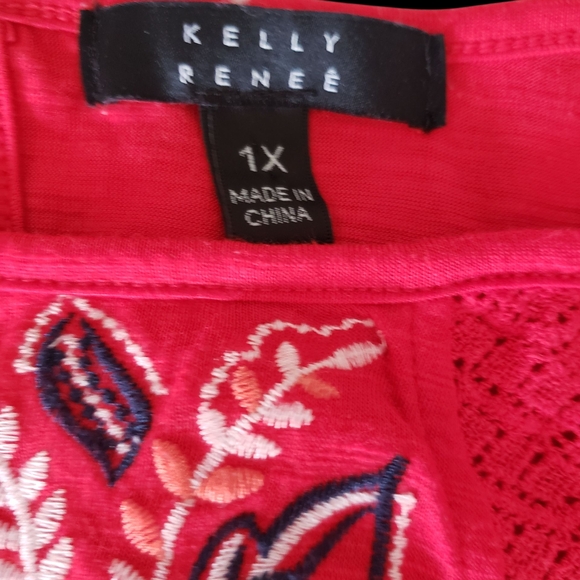 Feminine Embroidered Red Blouse - Picture 5 of 5